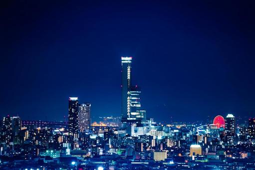 生駒山中腹から見たあべのハルカスの夜景 生駒山中腹から見たあべのハルカスの夜景 あべの,ハルカス,夜景の写真素材