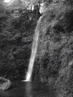 岐阜県-養老の滝-白黒 養老の滝,滝,日本の滝百選の写真素材