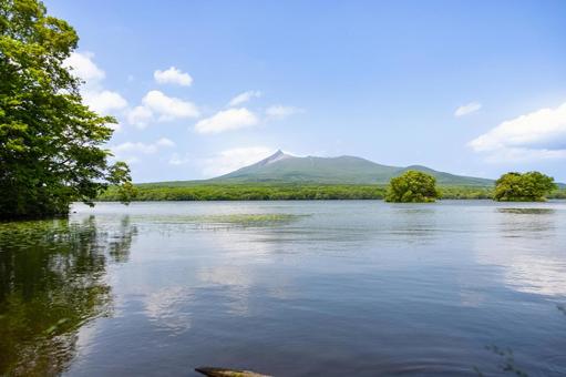 6月の青空と大沼公園と駒ケ岳2 6月の青空と大沼公園と駒ケ岳2 大沼公園,湖畔,駒ケ岳の写真素材