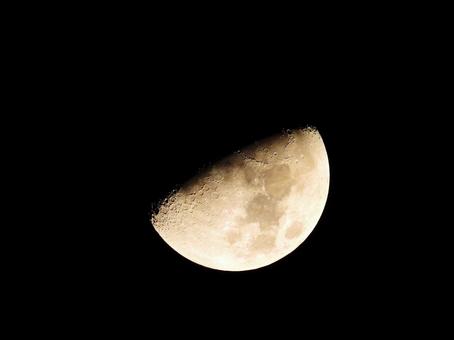 夜空に輝く月 夜空に輝く月 上弦の月,弓張月,月の写真素材