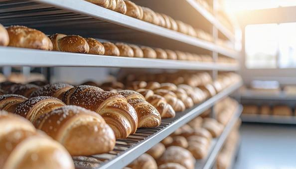 焼き立てのパンの写真