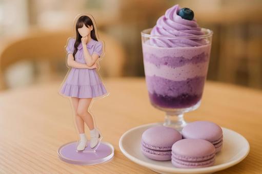 推しカラーのスイーツとアクスタ 推しカラーのスイーツとアクスタの写真