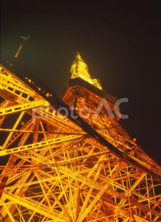 幾何学模様（東京タワー夜景） 東京タワー,夜景,日本電波塔の写真素材