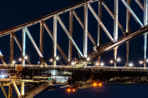 シドニー橋の夜景 橋,夜,照明の写真素材
