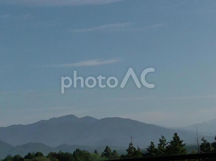 岐阜の山間部の風景 山,青空,天気の写真素材