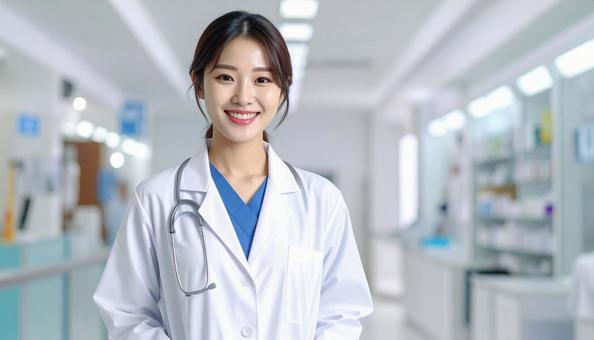 白衣を着た女性 白衣を着た女性の写真