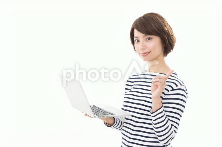 指差し	ビジネスウーマン 女性,人物,指差しの写真素材