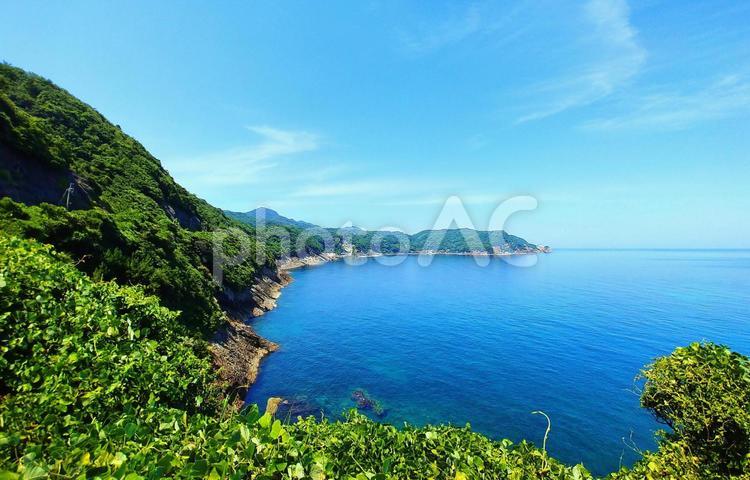 夏の日本海・山陰海岸線 海景,海,日本海の写真素材