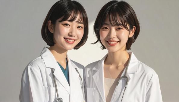 二人の女性医師 二人の女性医師の写真