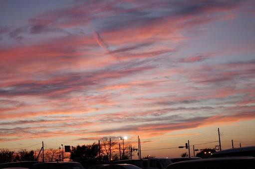 夕焼けの空 夕暮れ,夕焼け,空の写真素材