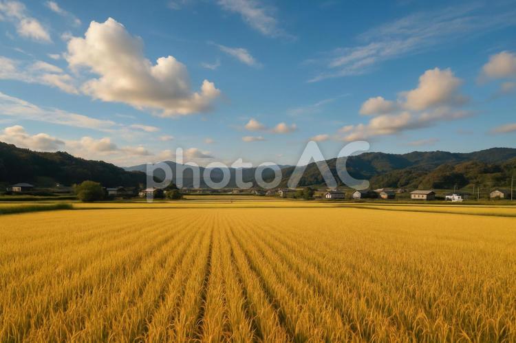 初秋の里山に響く虫の声と風景 里山,初秋,虫の声の写真素材