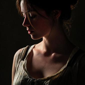 薄着の女性の上半身のアップ 薄着の女性の上半身のアップの写真