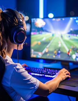 オンラインゲームを楽しむ人の写真