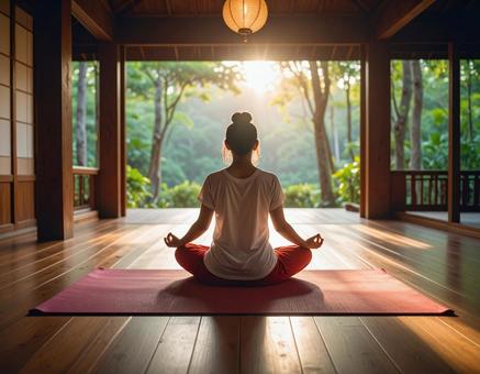 ヨガをする女性の写真