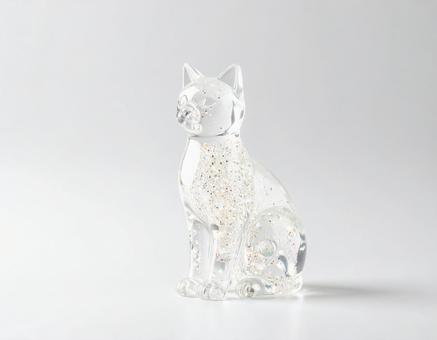 クリスタルの猫の置物 クリスタルの猫の置物の写真