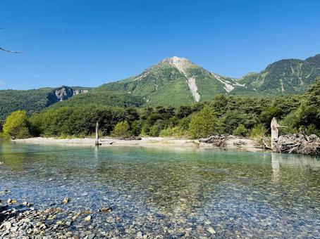 上高地 梓川,川,上高地の写真素材