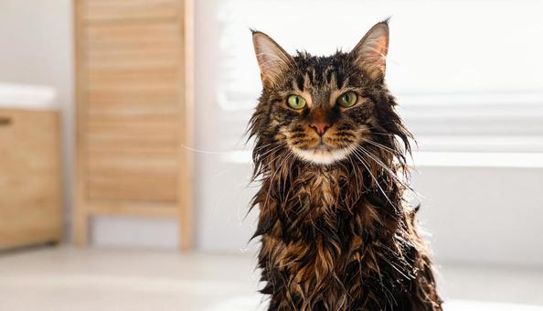 濡れた猫 濡れた猫の写真