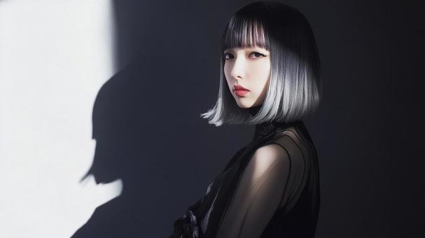 黒いドレスを着たボブヘアーの魅惑的な女性 黒いドレスを着たボブヘアーの魅惑的な女性の写真