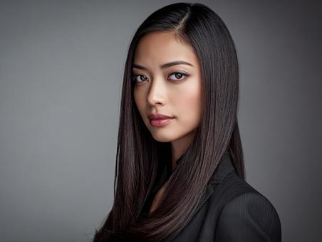 正面を向く美人OLの肖像 正面を向く美人OLの肖像の写真