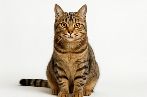 茶トラ系キジ猫・正面座り・ペット・動物 茶トラ系キジ猫・正面座り・ペット・動物の写真