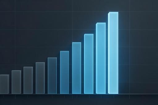 右肩上昇の棒グラフの写真