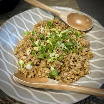Minced Chicken and Natto Stir-Fry, JPG Minced Chicken and Natto Stir-Fry, JPG