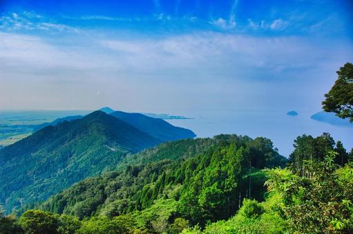 賤ヶ岳 風景 賤ヶ岳 風景 山頂,グリーン,晴れの写真素材