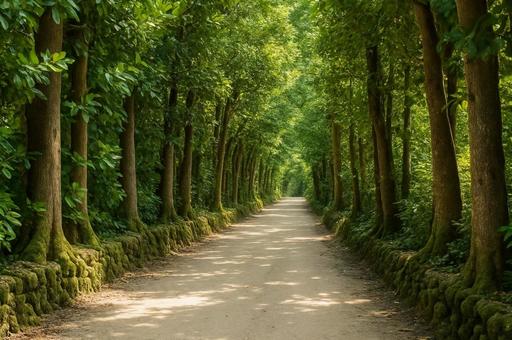 沖縄フクギ並木道の風景・木漏れ日・観光地 沖縄フクギ並木道の風景・木漏れ日・観光地の写真