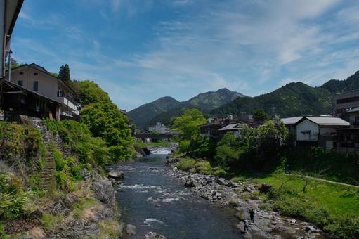 郡上八幡城の城下町 郡上八幡城の城下町 吉田川,郡上八幡城,城下町の写真素材