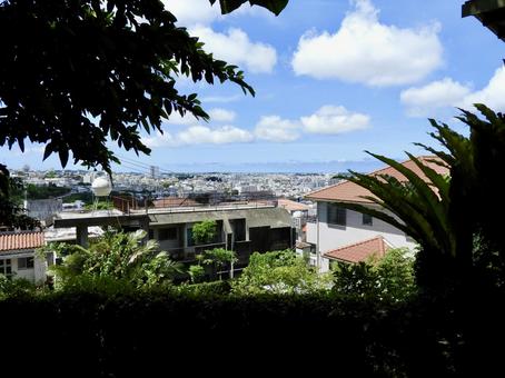 首里金城町から見下ろす首里の市街地 首里金城町から見下ろす首里の市街地 首里,那覇市,市街地の写真素材