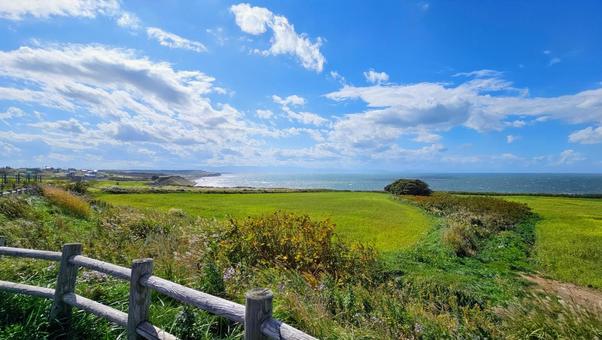 陸と海と空 陸と海と空 風景,自然,空の写真素材
