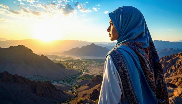 ヒジャブ姿のアラブ系女性のポートレート ヒジャブ姿のアラブ系女性のポートレートの写真