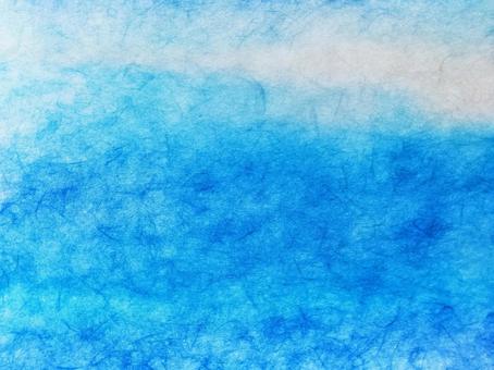 和紙　もやもや青色のグラデーション 和紙,紙,壁紙の写真素材