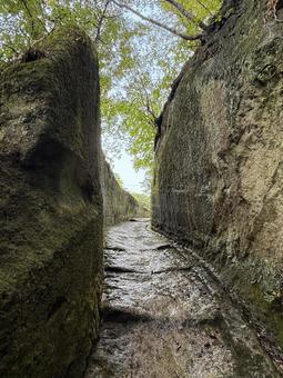 松島の雄島に向かう切通の路地 松島,雄島,渡月橋の写真素材