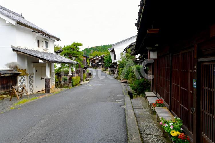 情緒漂う妻籠宿の風景 妻籠,宿場町,旅籠の写真素材