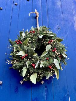 クリスマスリース クリスマス,リース,ブルーの写真素材