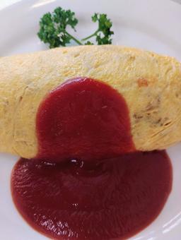 オムライス 2 オムライス 2 オムライス,卵,ケチャップの写真素材