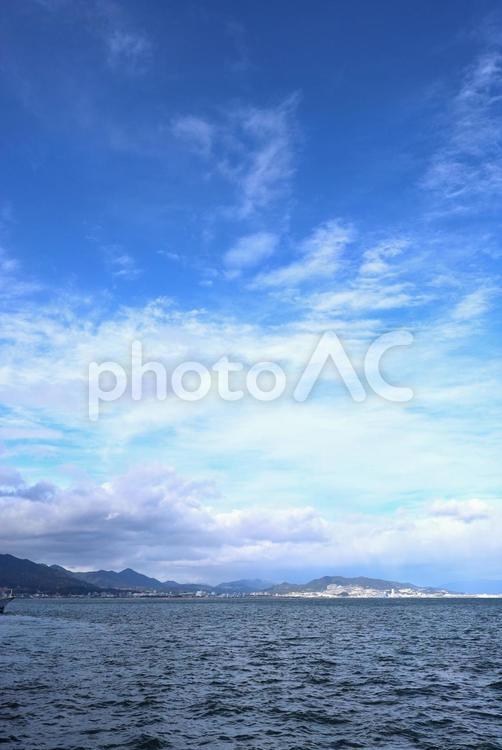 広島県　宮島から見る瀬戸内海と廿日市市 宮島,厳島,瀬戸内海の写真素材