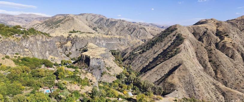 Photo, valle, armenia, valle del garni, 
