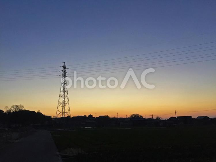 田舎２５ 夕暮れ,幻想的,黄昏の写真素材