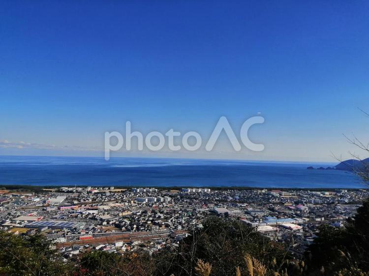 愛宕山からみた延岡市街 宮崎県,延岡市,市街の写真素材