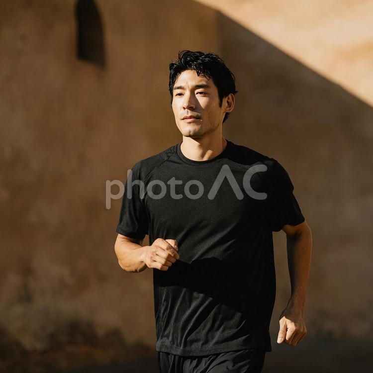 トレーニングに励む、引き締まった男性 男性,日本人,アジア人の写真素材