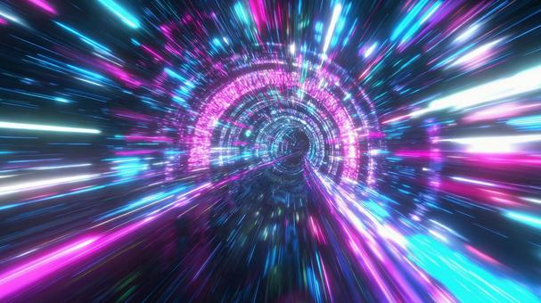 輝く光の粒子が飛び交うトンネル 輝く光の粒子が飛び交うトンネルの写真