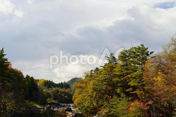 晩秋の厳美渓の風景　５ 厳美渓,秋,晩秋の写真素材