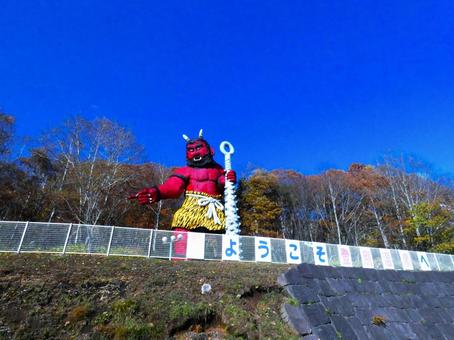 登別温泉で人気者の地獄の鬼 登別,登別市,温泉の写真素材