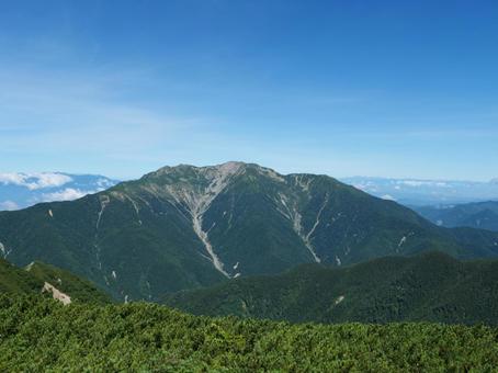 北岳　草すべりから望む鳳凰三山 鳳凰三山,草すべり,北岳の写真素材