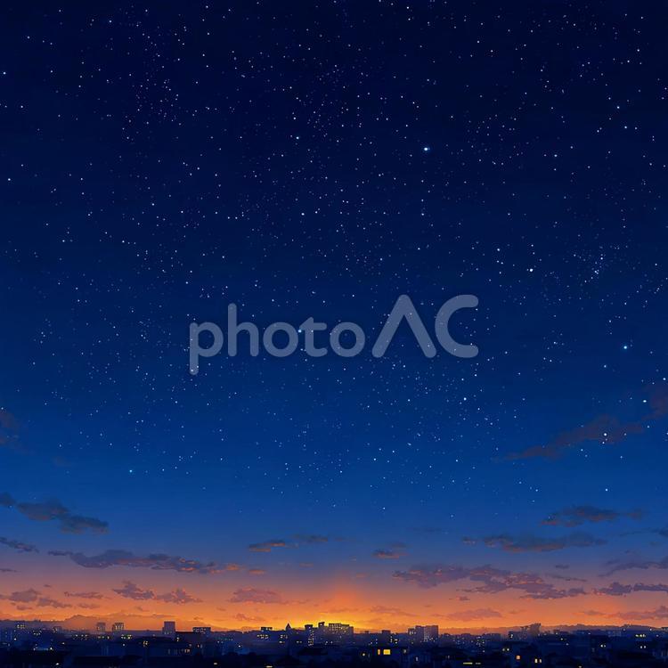夕焼けと星空が広がる幻想的な風景 夜空,星,星空の写真素材