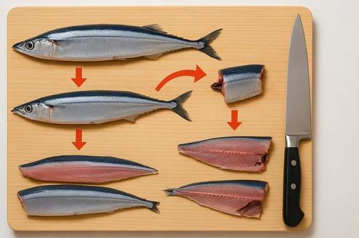 さんま 捌き方 手順解説・魚・三枚おろし さんま 捌き方 手順解説・魚・三枚おろしの写真