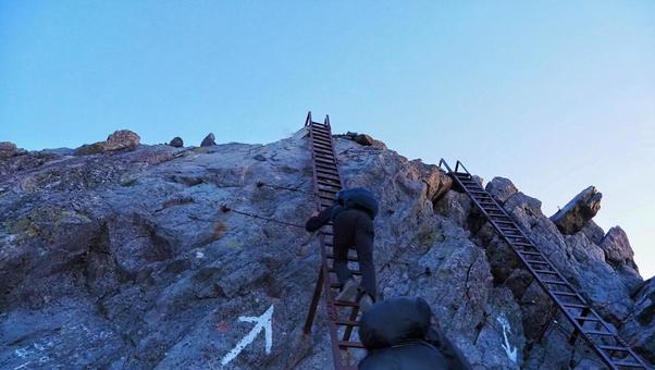 槍ヶ岳のはしご 槍ヶ岳のはしご 山,登山,槍ヶ岳の写真素材