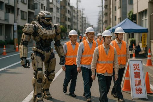 防災訓練に参加するロボット 防災訓練に参加するロボットの写真
